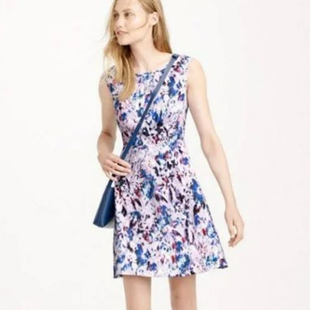 J. Crew | Fit and Flare Sleeveless Watercolor Dress Lavander Purple